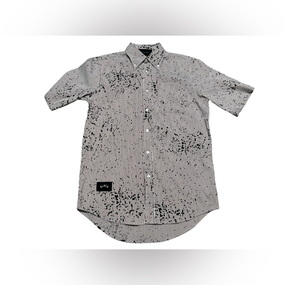 Black scale men’s Pablo shirt button down collar red white stripes‎ size large